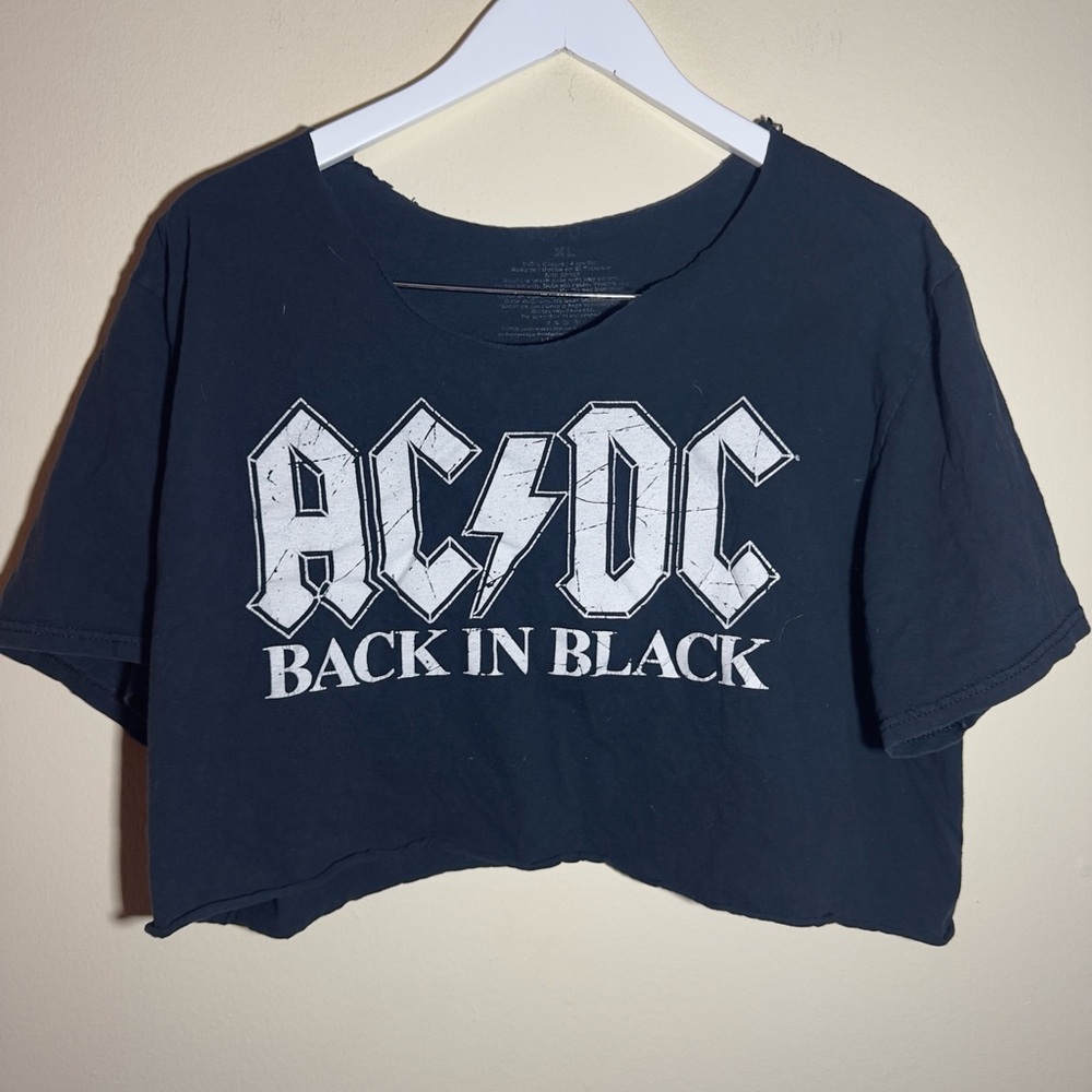 AC/DC Black and White Crop Top